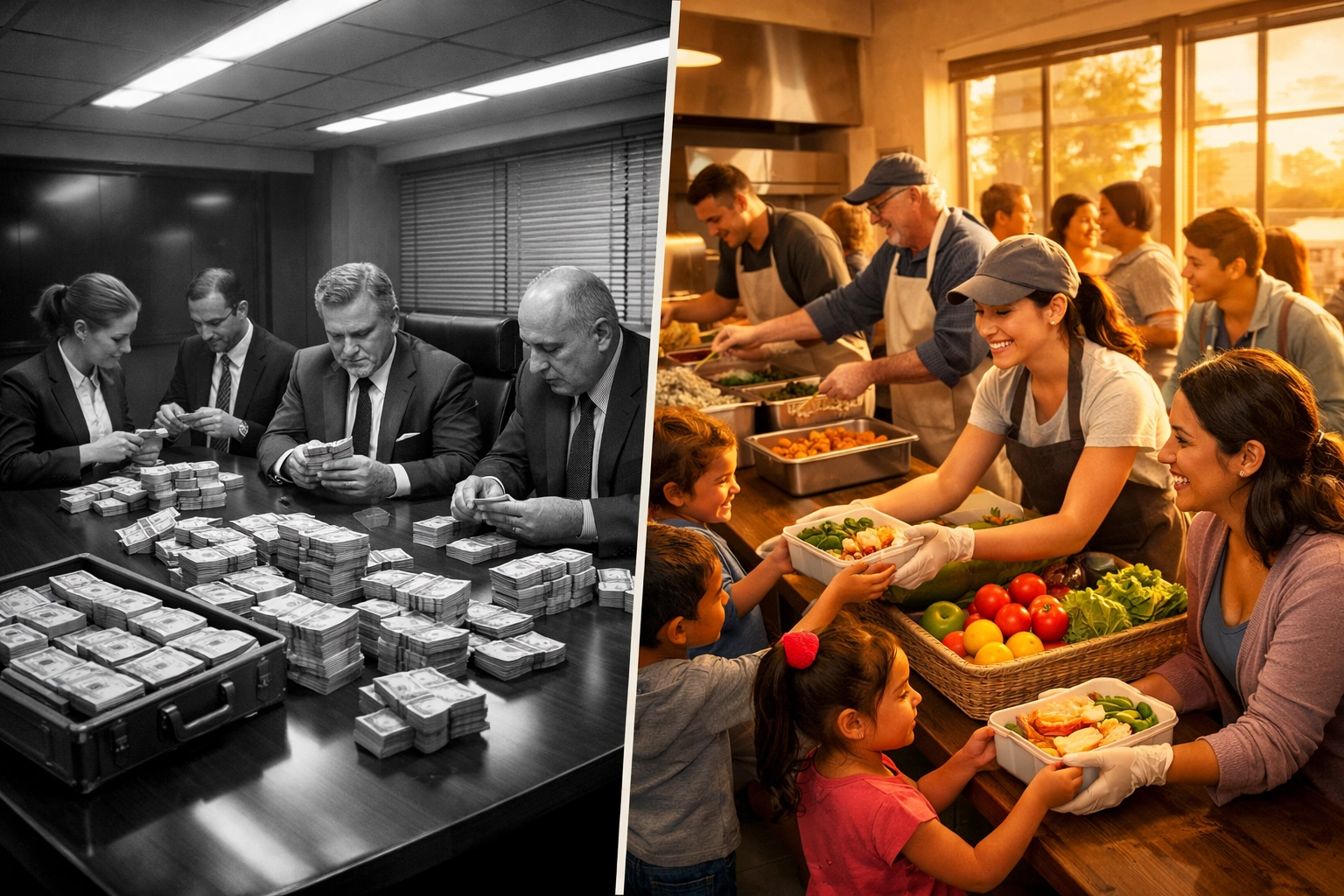 Payment processor fees going to corporate profits vs Larecoin's social impact funding global hunger relief