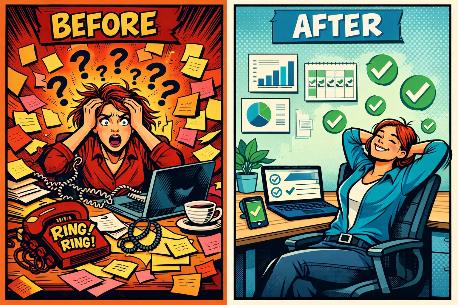 Before and after comparison of manual lead generation versus automated AI workflow