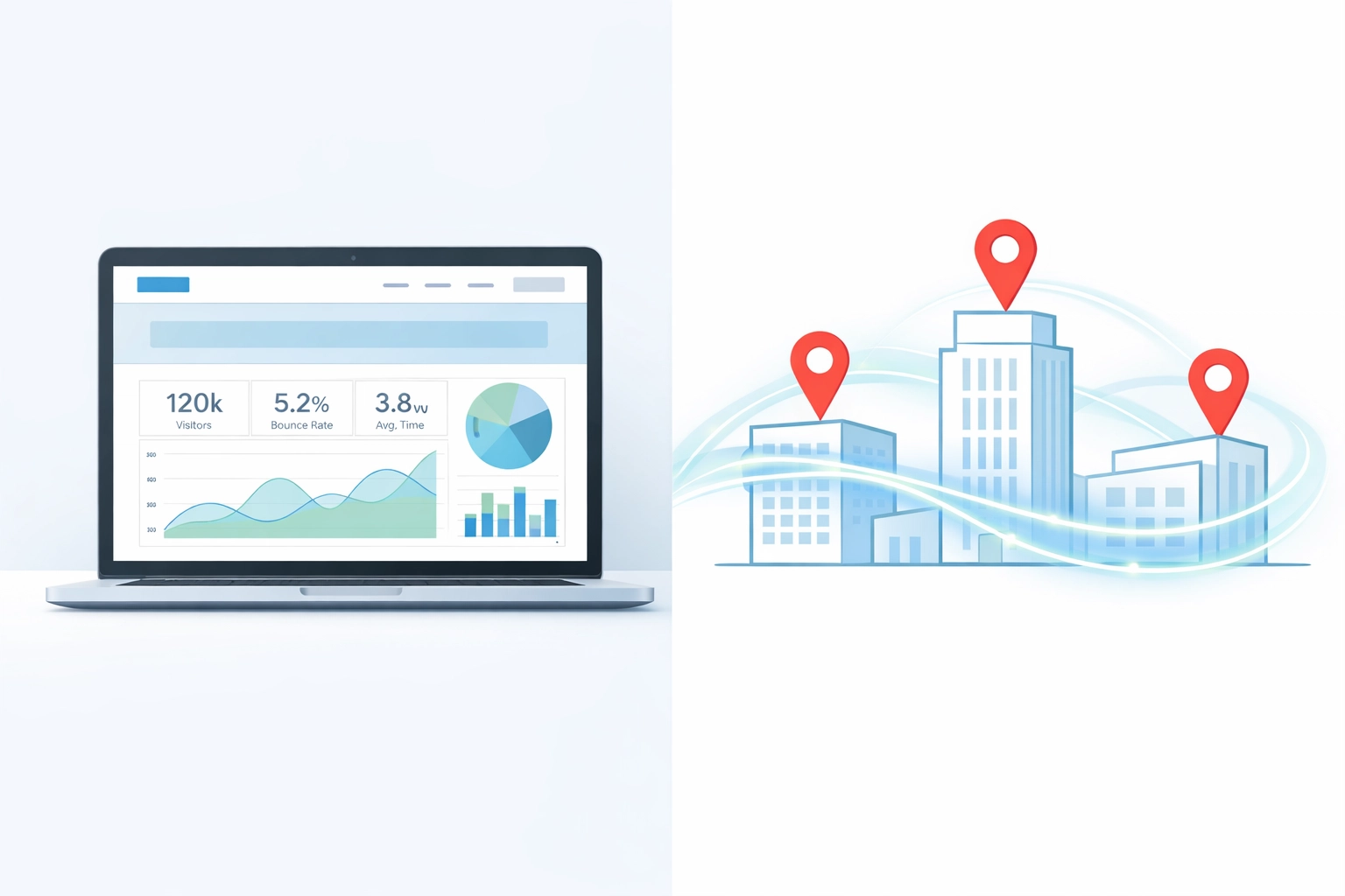 Cleaning company website design showcasing operational performance metrics and location data