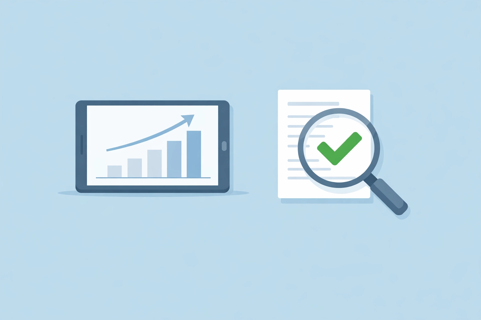 Tableta mostrando aumento del puntaje de crédito y revisión de reporte detallado.