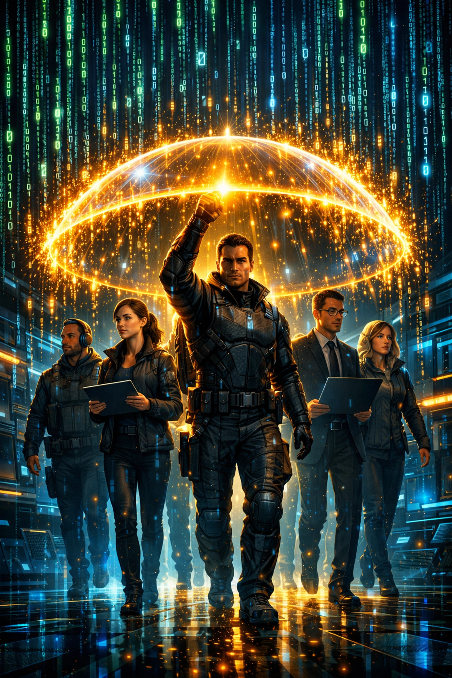 Führungskraft schützt Team durch gezielte KI-Schulungen vor rechtlichen Risiken und Wandel.