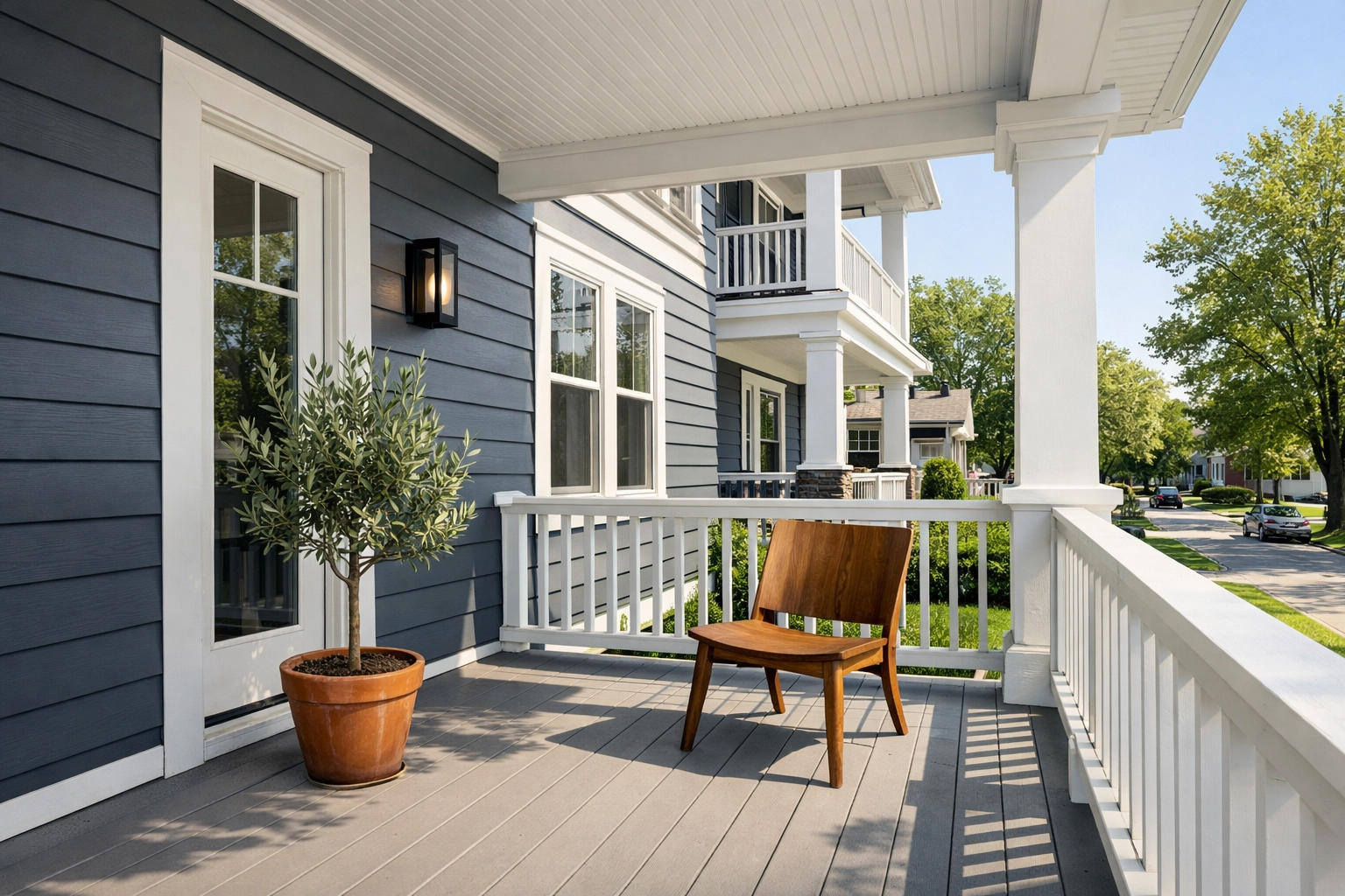 Modern renovated duplex porch in Lakewood, Ohio, representing a high-yield real estate investment in Northeast Ohio.