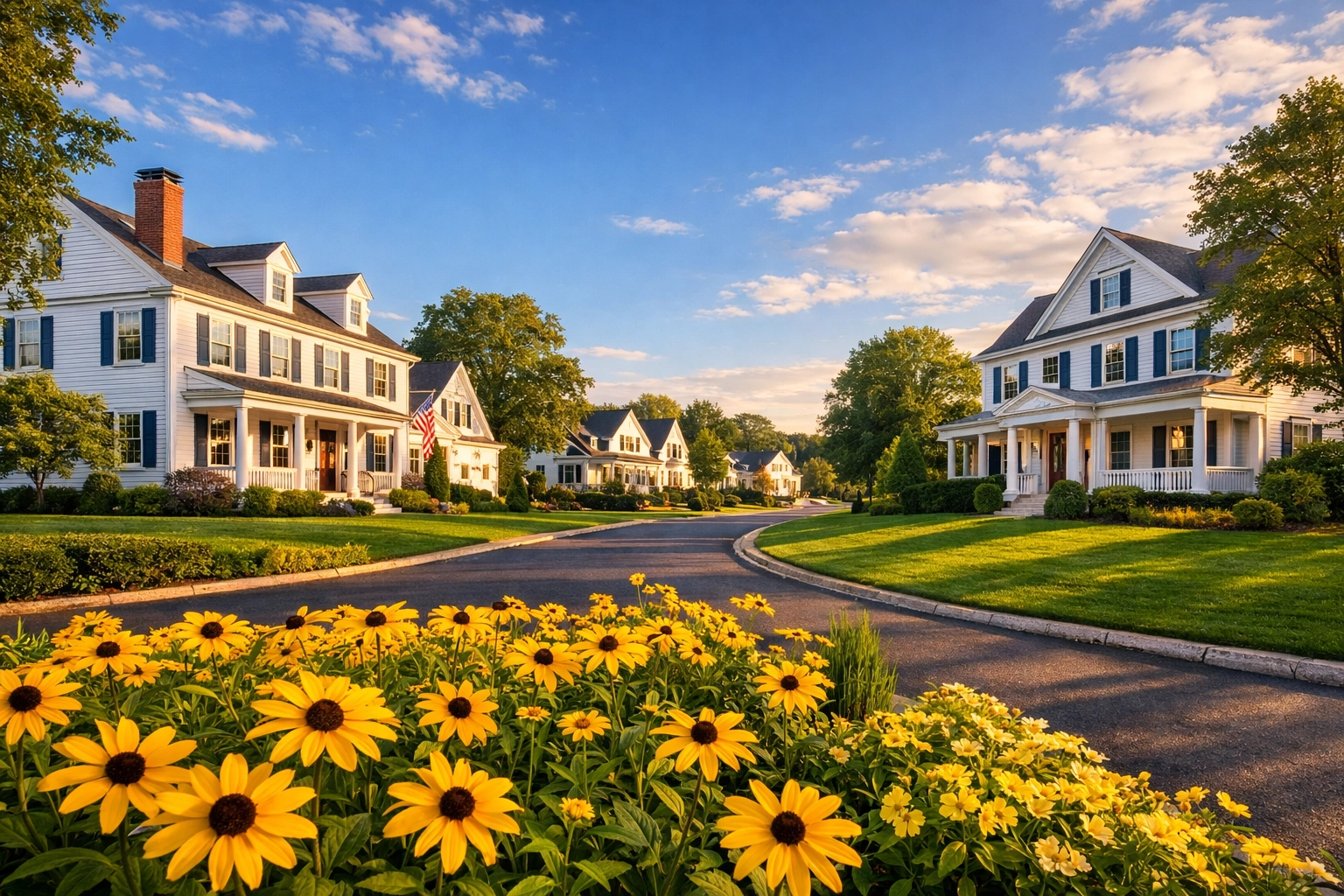 Beautiful residential neighborhood in Franklin MA representing expert local house cleaning services.