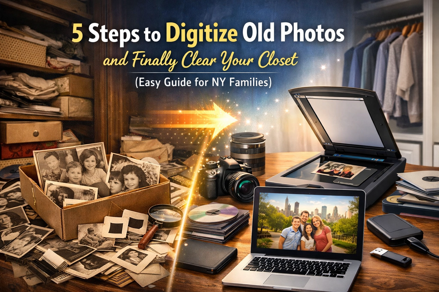 [HERO] 5 Steps to Digitize Old Photos and Finally Clear Your Closet (Easy Guide for NY Families)