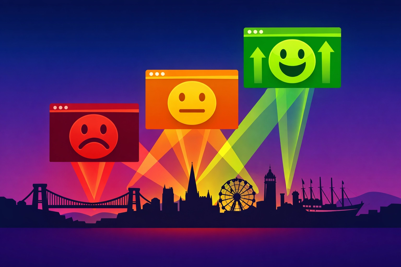 Bristol business websites competing in local search rankings with varying page speed performance