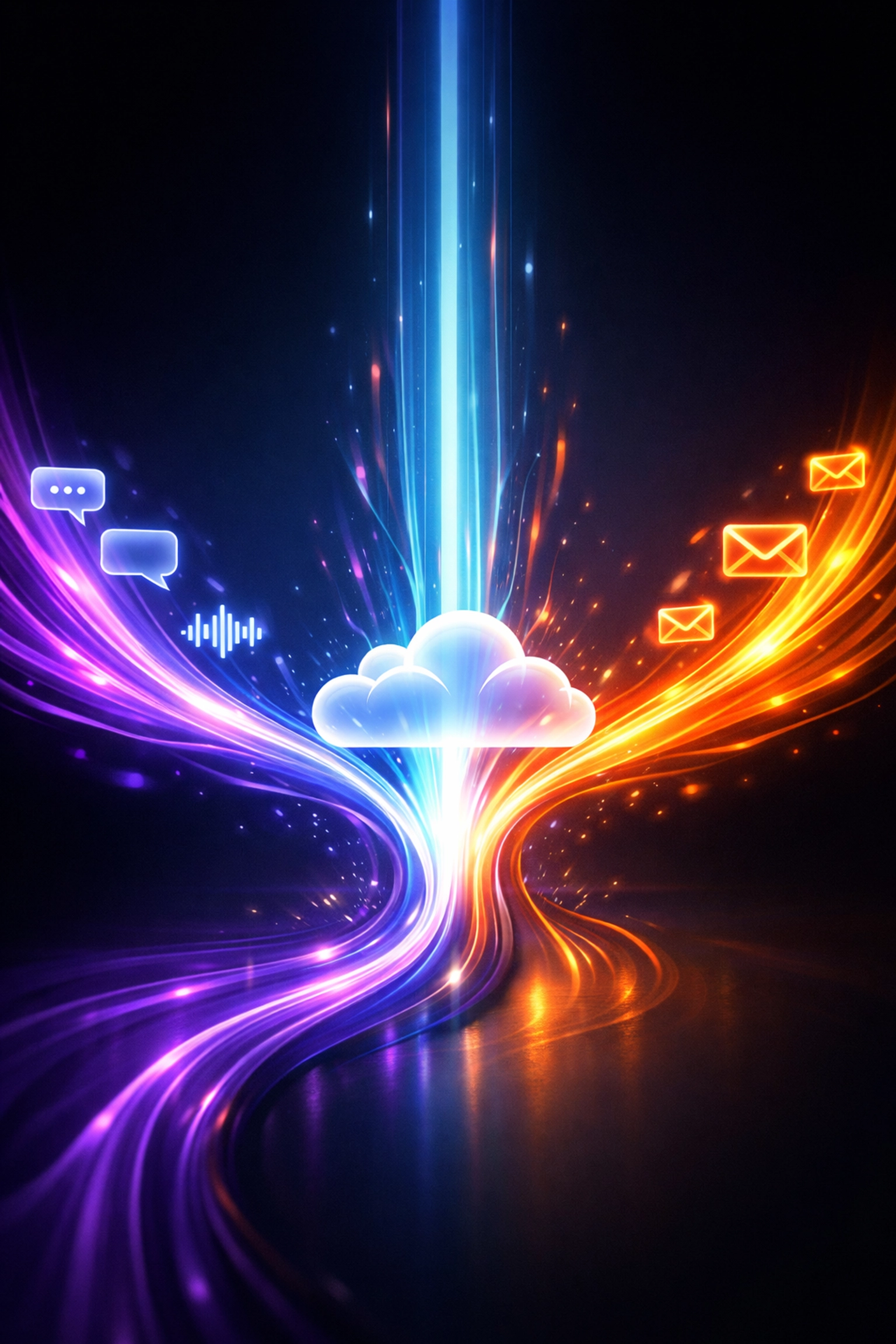 Visual representation of unified omnichannel communication integrating voice, email, and chat.