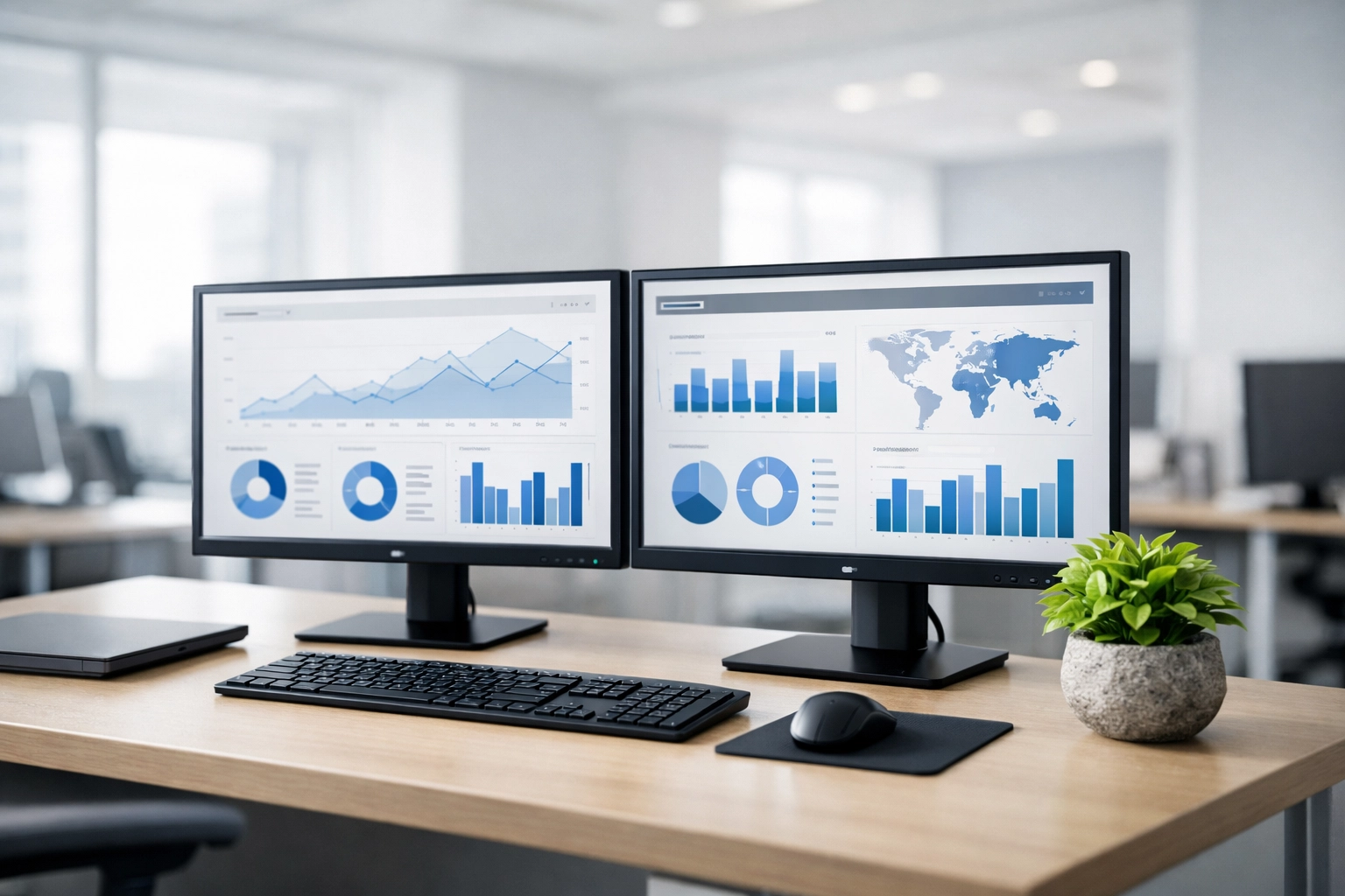 Dual-monitor workstation for real-time monitoring of tax return transmissions and service bureau operations.
