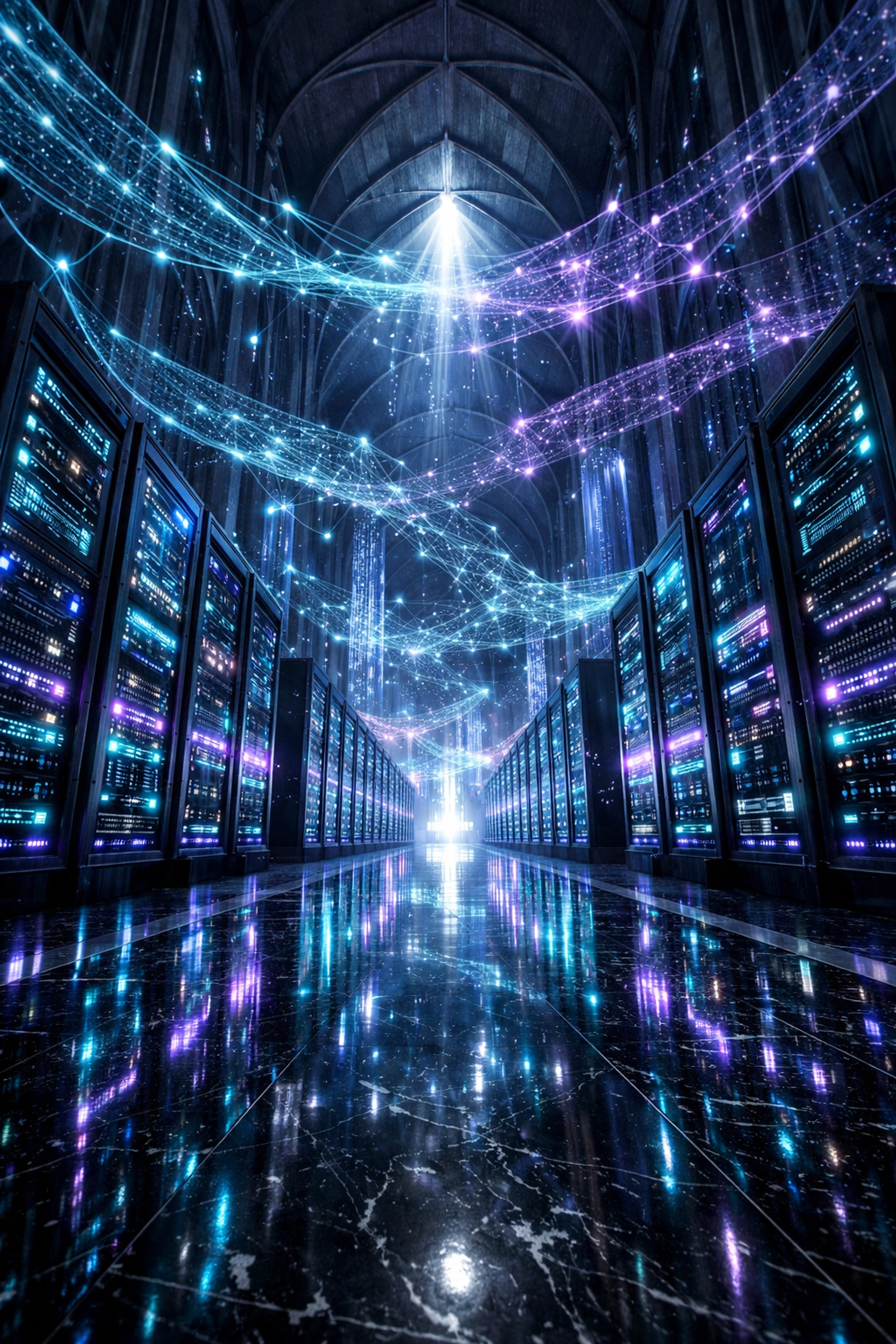 Secure cloud infrastructure and futuristic data center showcasing cybersecurity resilience for managed services.