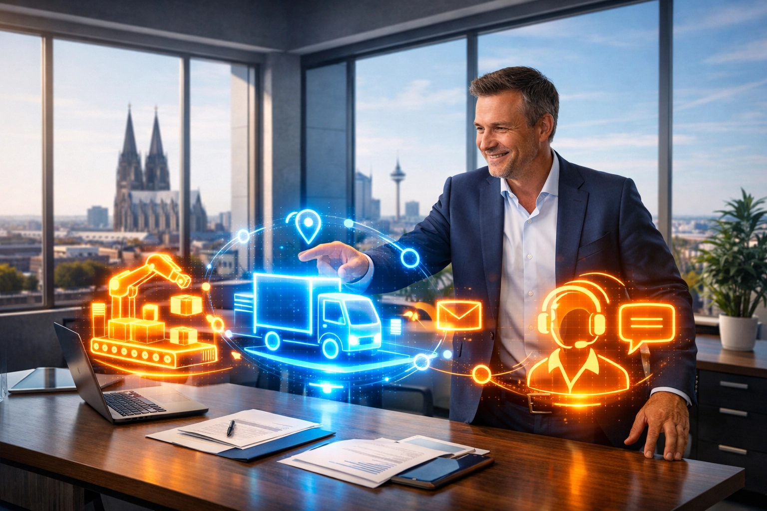 Praxisnahe KI-Schulungen für den Mittelstand im AI Hub Cologne für Logistik und Produktion.