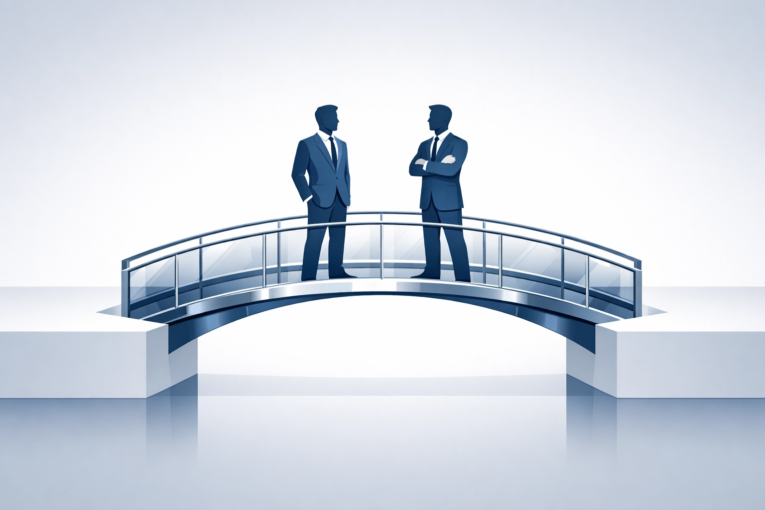 Professionals on a bridge representing reliable legal partnerships and corporate integrity in the Vietnamese market.