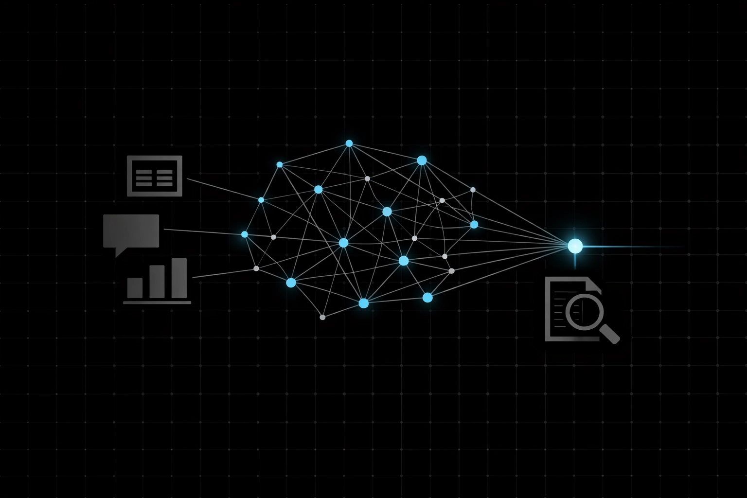 Minimalist terminal-style graph showing AI prospect research and data intelligence for scaling outbound sales.