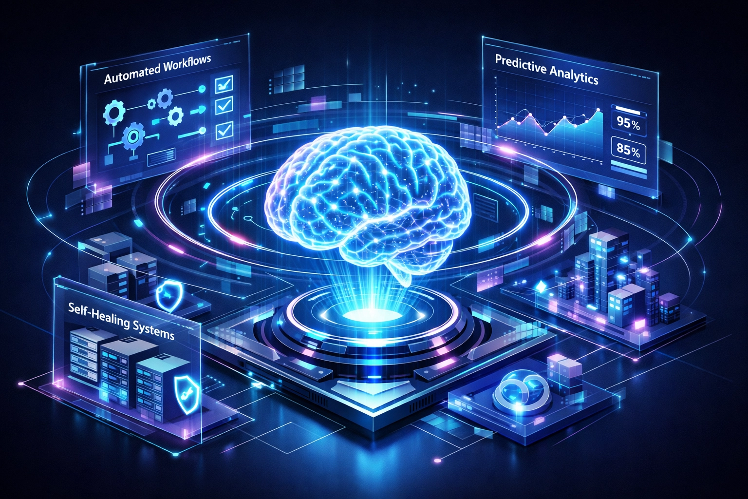 Agentic AI automation in ServiceNow ITOM with self-healing workflows and predictive analytics capabilities