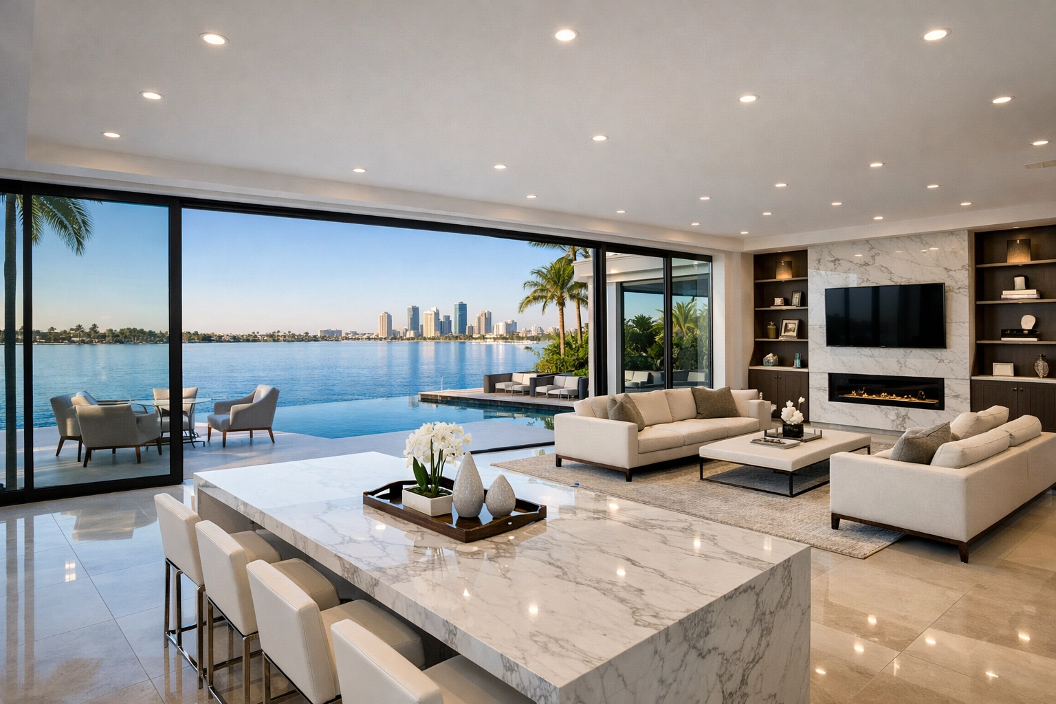 Spotless luxury Tampa Bay home with polished floors and clean windows after a professional final clean.