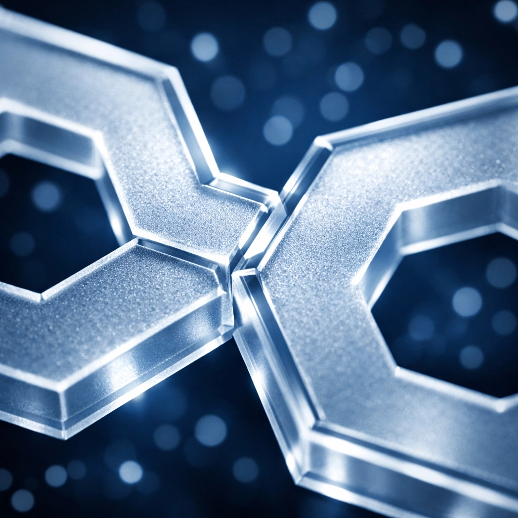 Interlocking geometric patterns representing precise data security and custom AI integration.