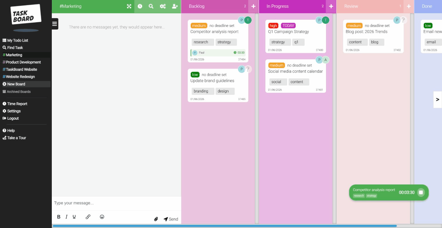 Marketing Kanban Board in Task Board™