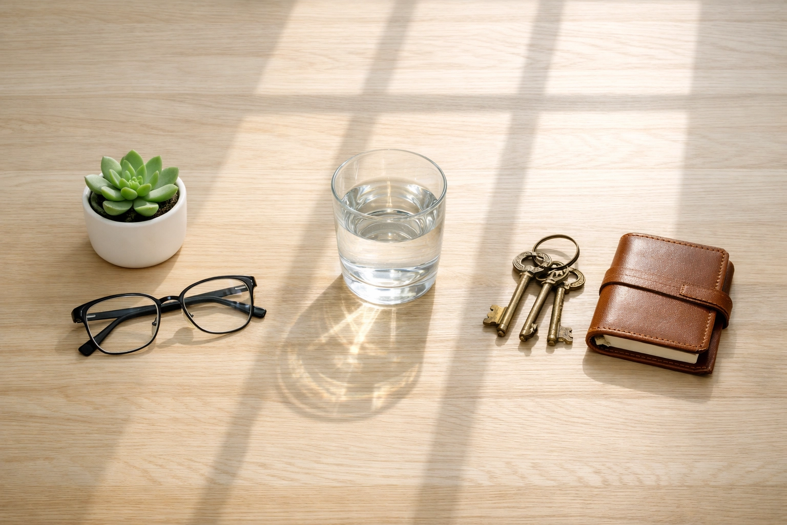 Tabletop with different personal items representing unique lifestyles and personalized health insurance needs.