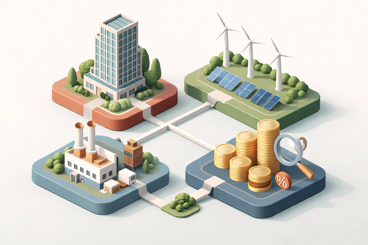 Visual landscape of alternative investments including real estate, infrastructure, private equity, and private credit