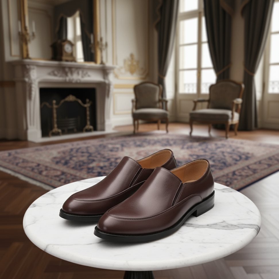 Men's Brown Leather Slip-On Dress Shoes