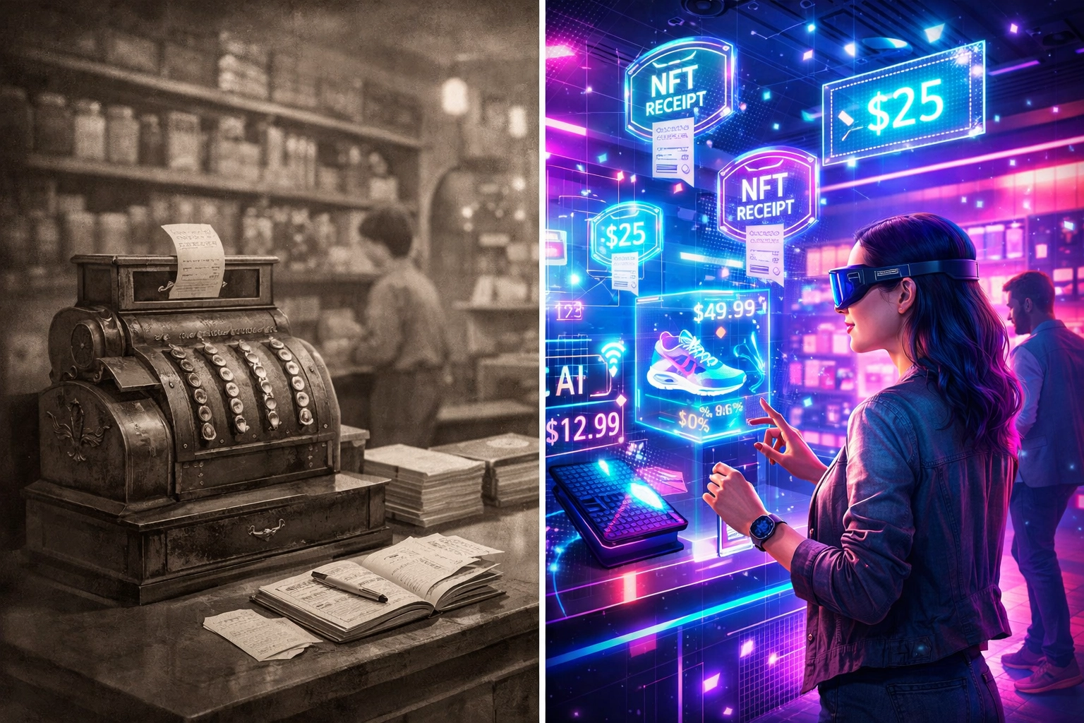 Traditional retail transforming into NFT-enabled metaverse commerce with AI-powered blockchain payments