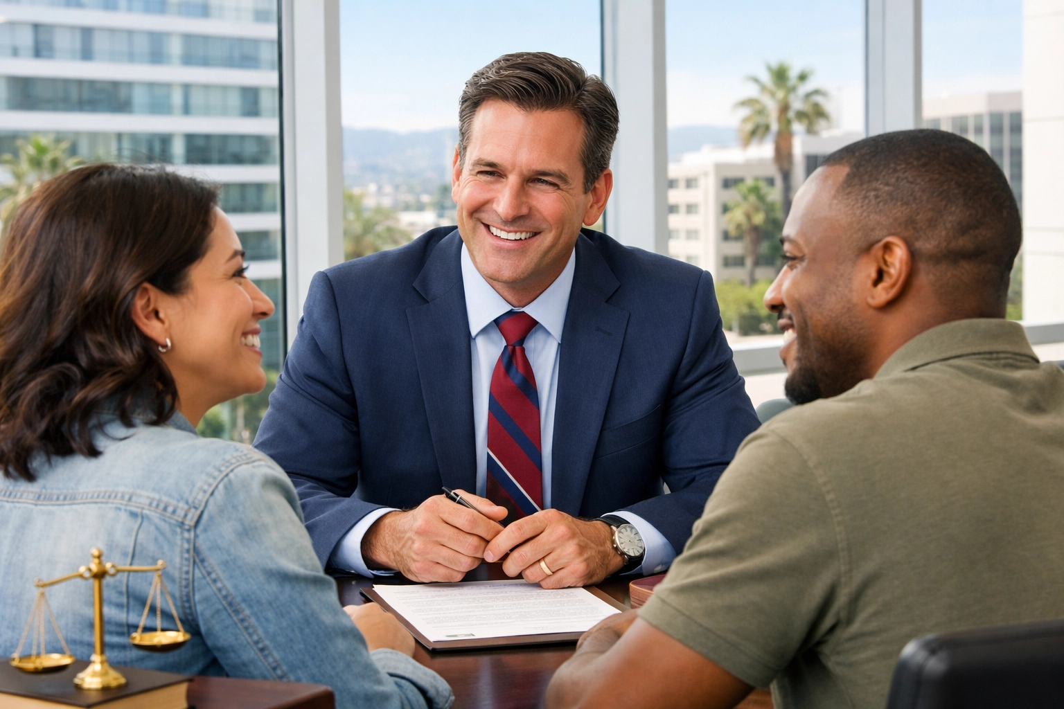 Sacramento immigration lawyer meeting with a hopeful couple to discuss their I-601A waiver application.