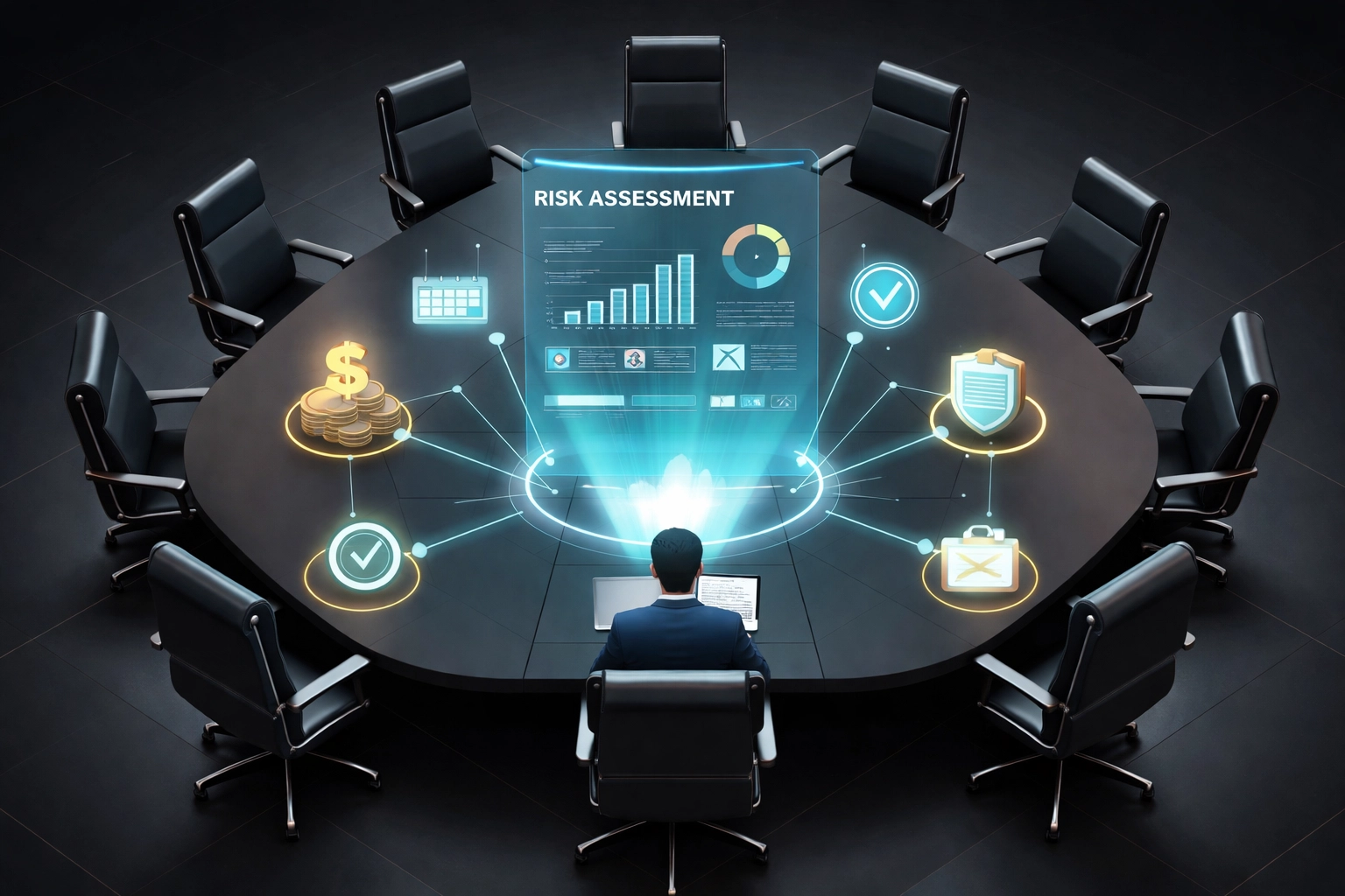 Executive reviews a HIPAA risk assessment report linking security findings to budget and accountability