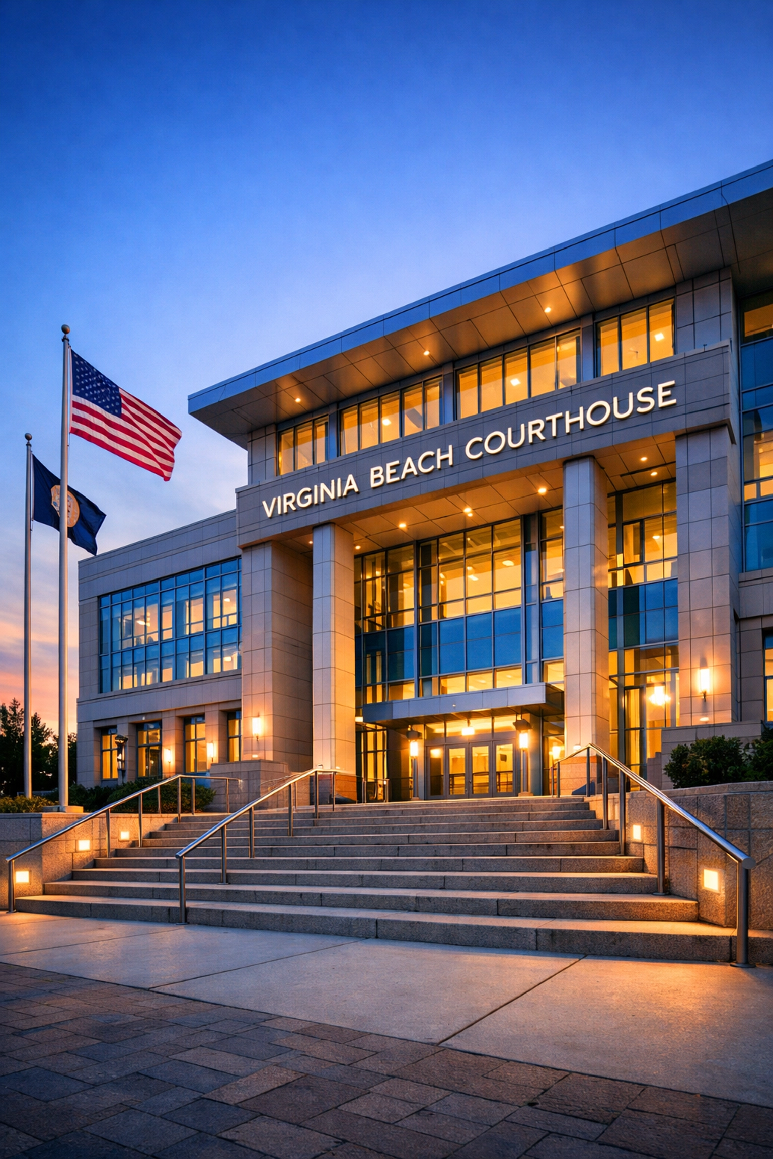 Virginia Beach Circuit Court entrance where divorce cases are filed in Hampton Roads