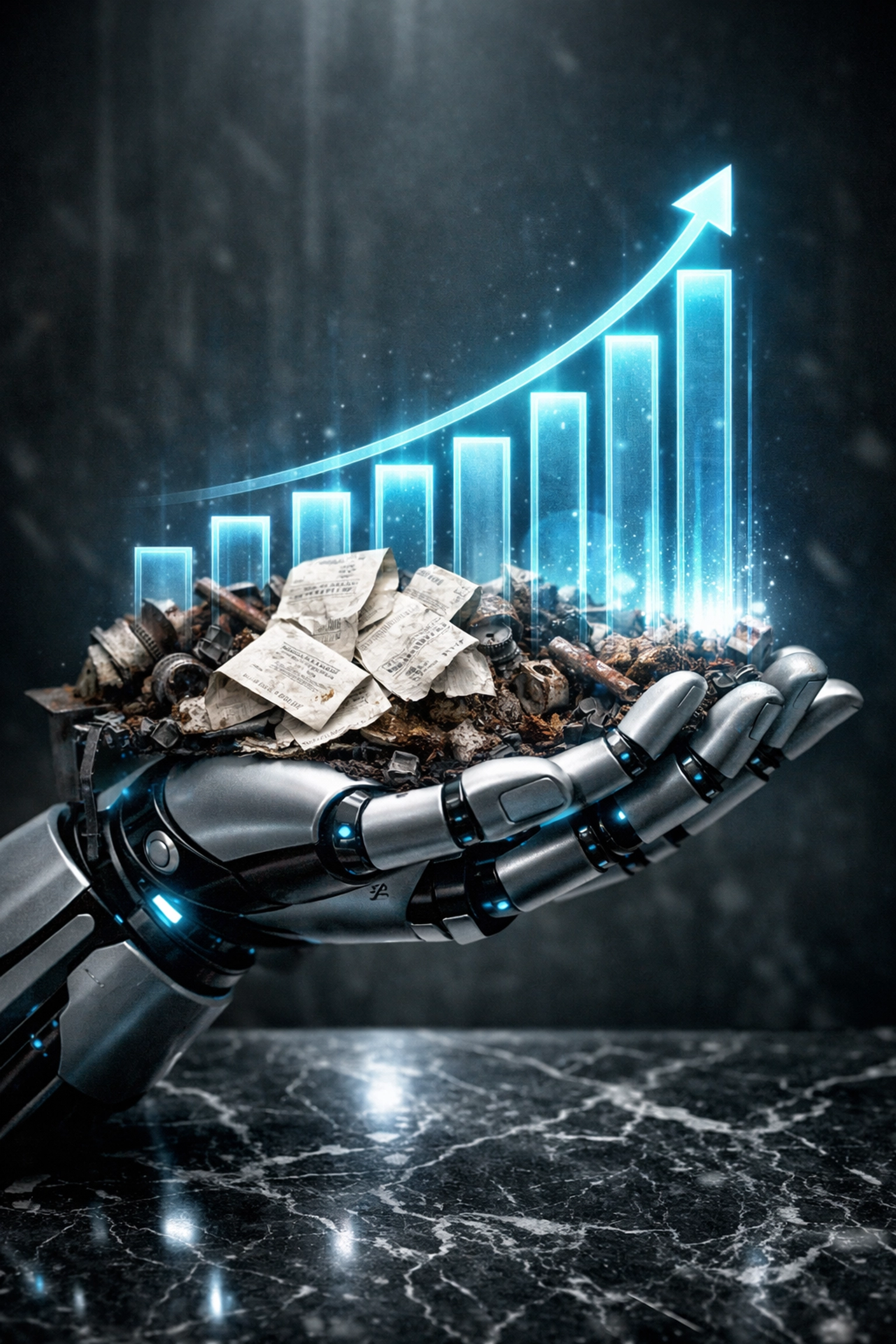 A financial chart representing how AI analysis can provide false growth data from poor bookkeeping.