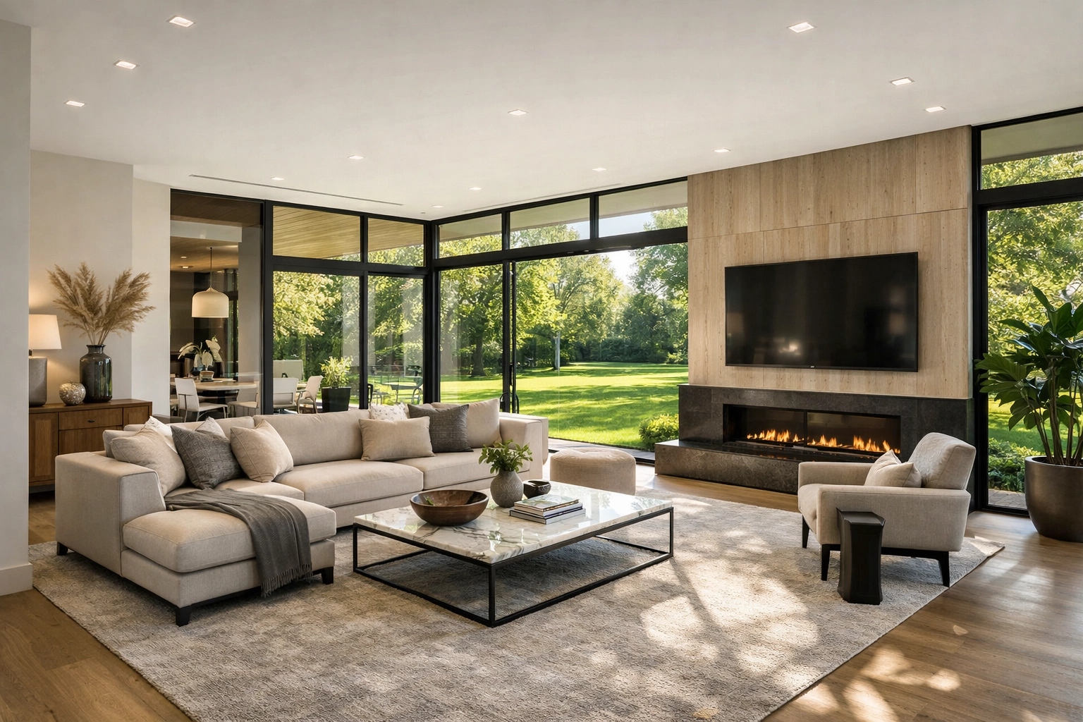 Modern open-concept living room with natural light representing a homebuyer's purchasing power.