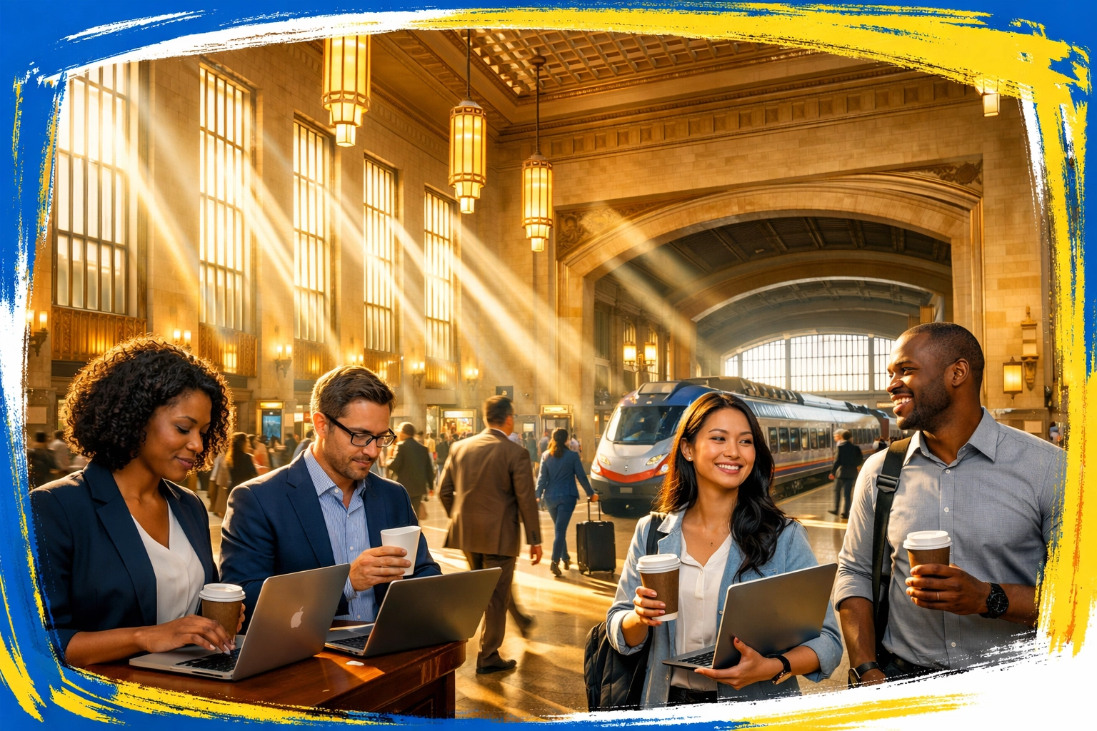 Philadelphia 30th Street Station with commuters showing city's transit connectivity