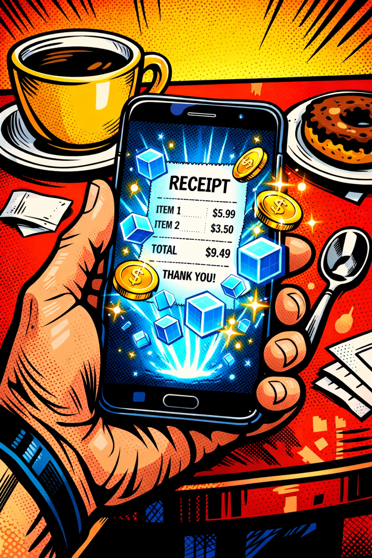 Smartphone scanning a business receipt with automation tools to track expenses automatically.