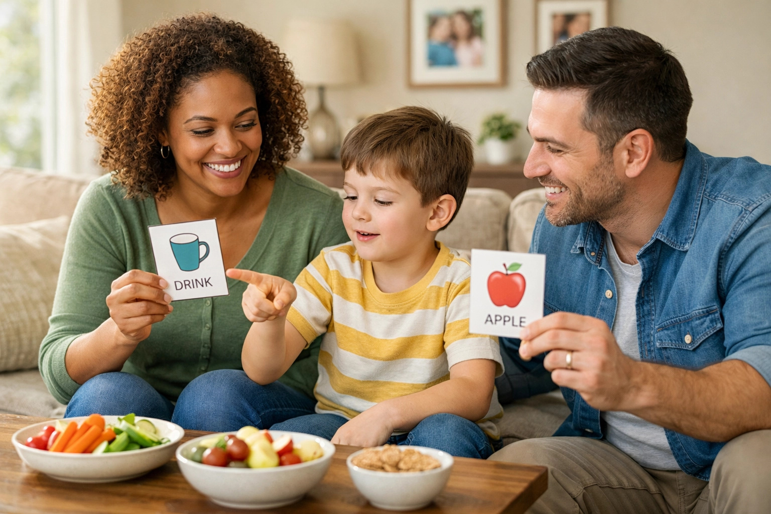 Parents practicing ABA parent training techniques with child at home in Georgia