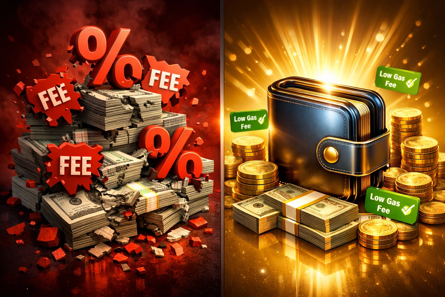 Traditional processor fees draining merchant revenue versus minimal self-custody gas fees