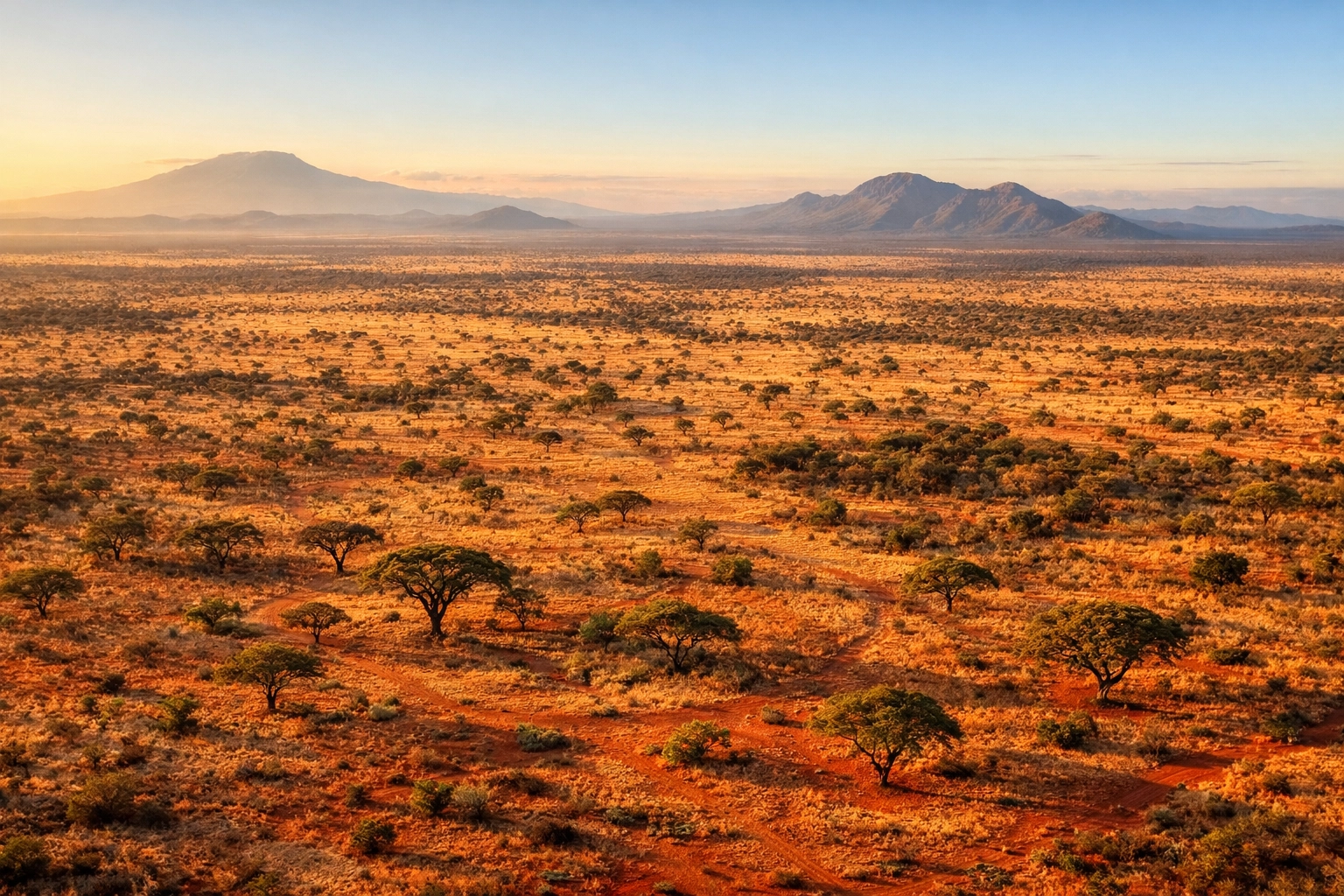 Aerial view of Kenya's Tsavo West Rhino Sanctuary protecting endangered black rhinos