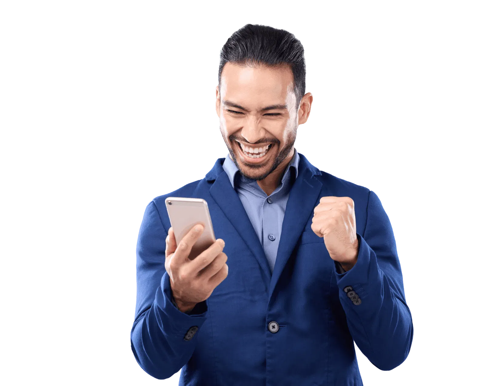 A client celebrating success from a high-performing website