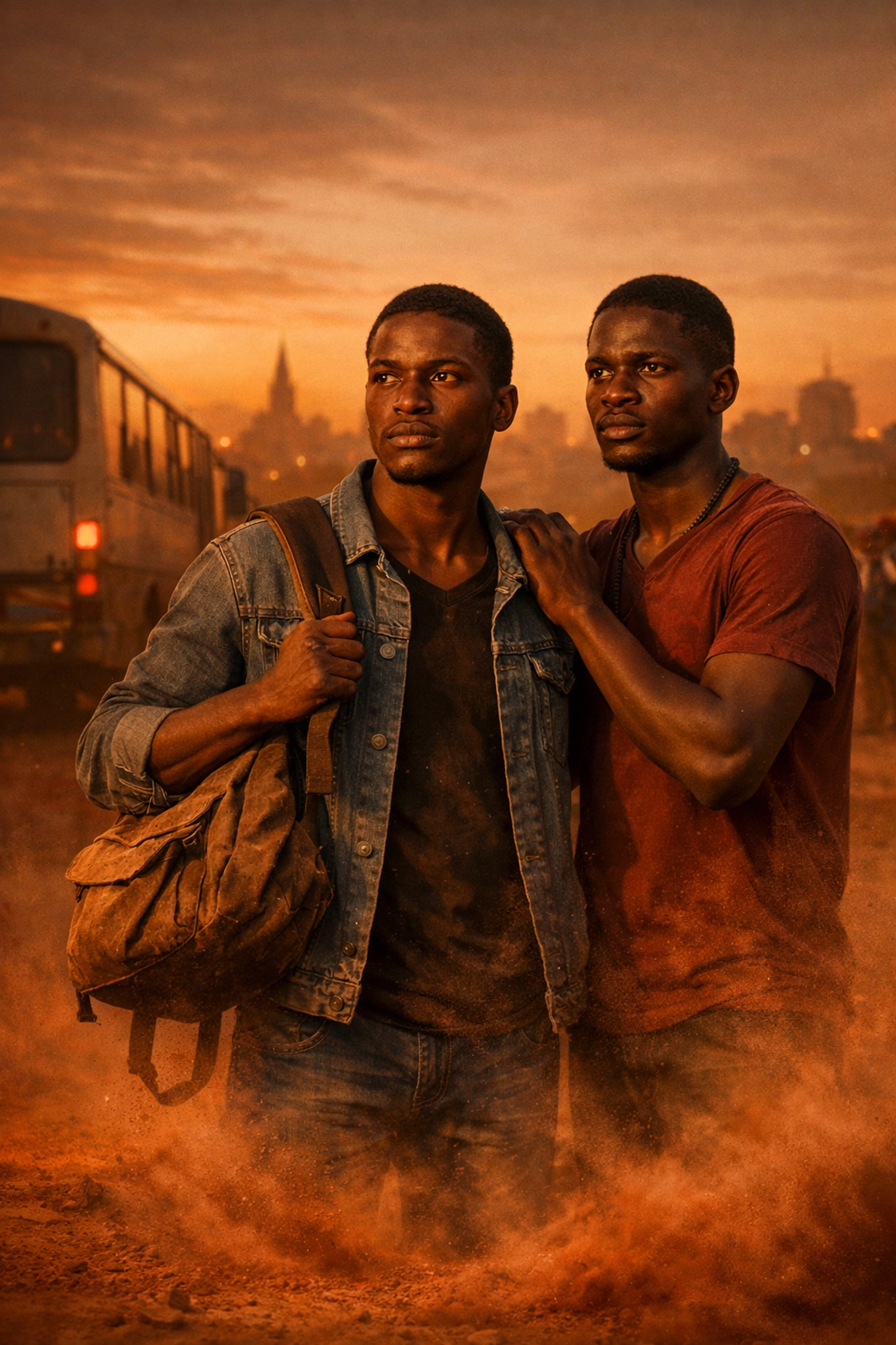 Two gay men at Windhoek bus station preparing to flee Namibia due to LGBTQ+ persecution