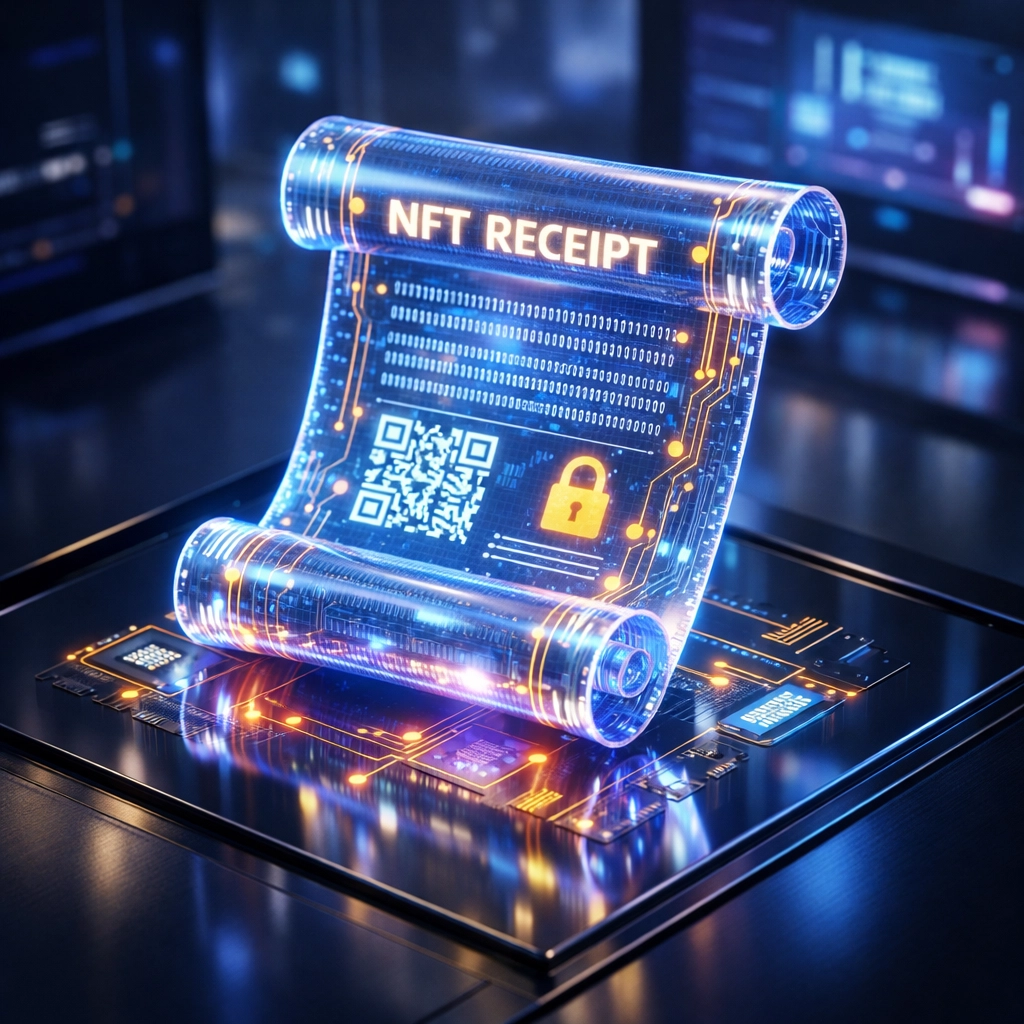 Secure NFT receipts for accounting used in a crypto POS system for small business operations.