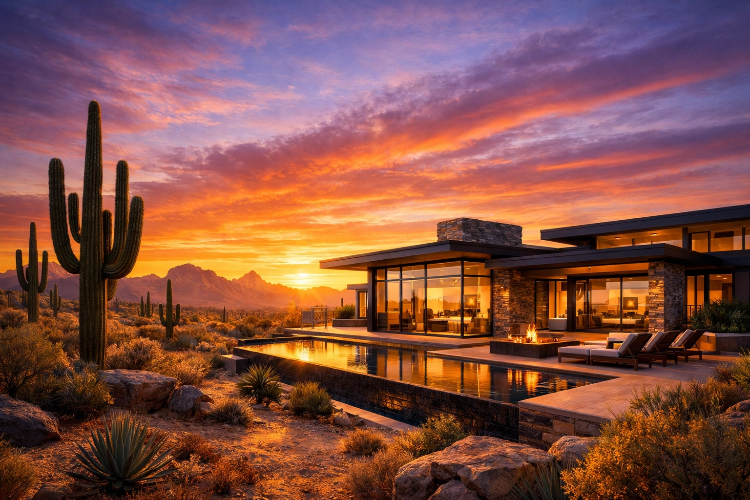 Modern Phoenix home at dawn representing new financial beginnings through a refinance or home equity loan.