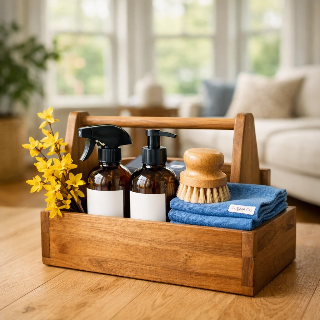 Eco-friendly house cleaning MA supplies for a sustainable Spring Cleaning in Massachusetts project.