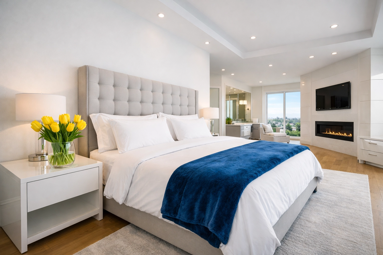 Spotless bedroom suite after a professional deep cleaning in Marlborough house.