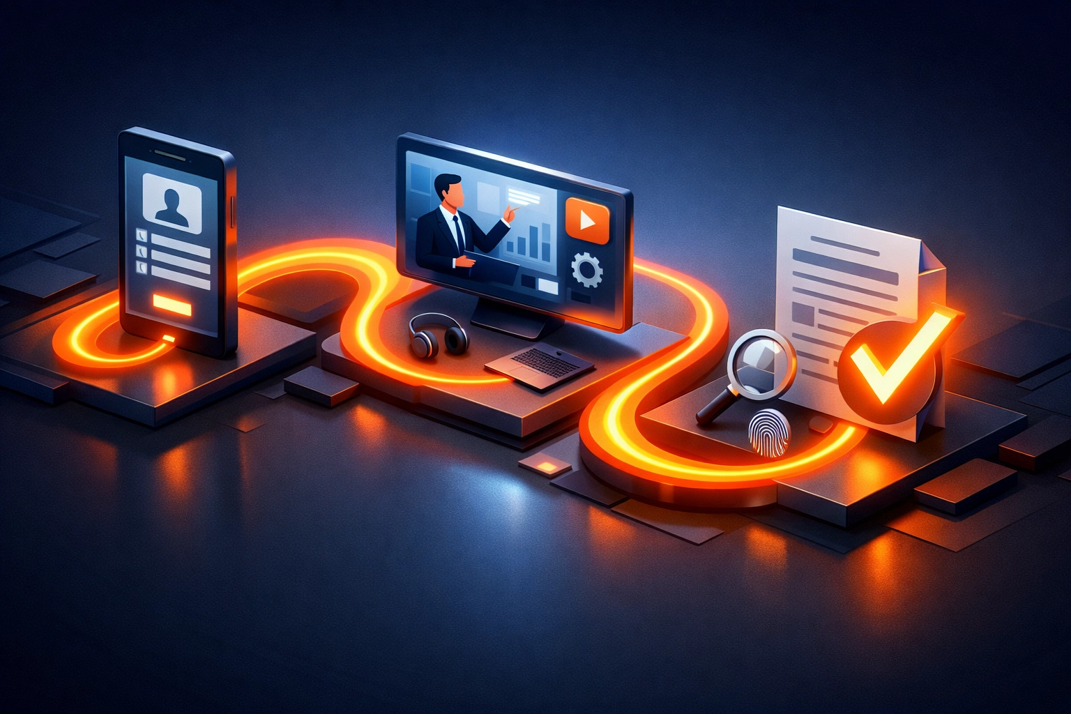 Automated candidate journey showing mobile application, engagement, and background checks for police recruitment.