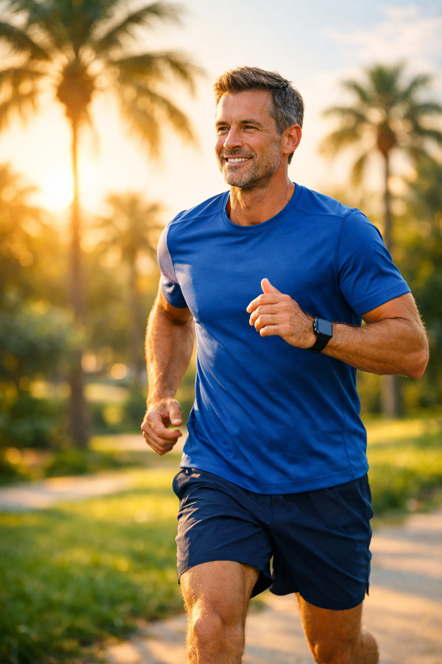 Man exercising outdoors as part of erectile dysfunction treatment and wellness plan
