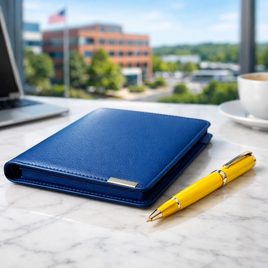 Sanitized marble office desk highlighting detailed stress-free commercial cleaning in Westborough.