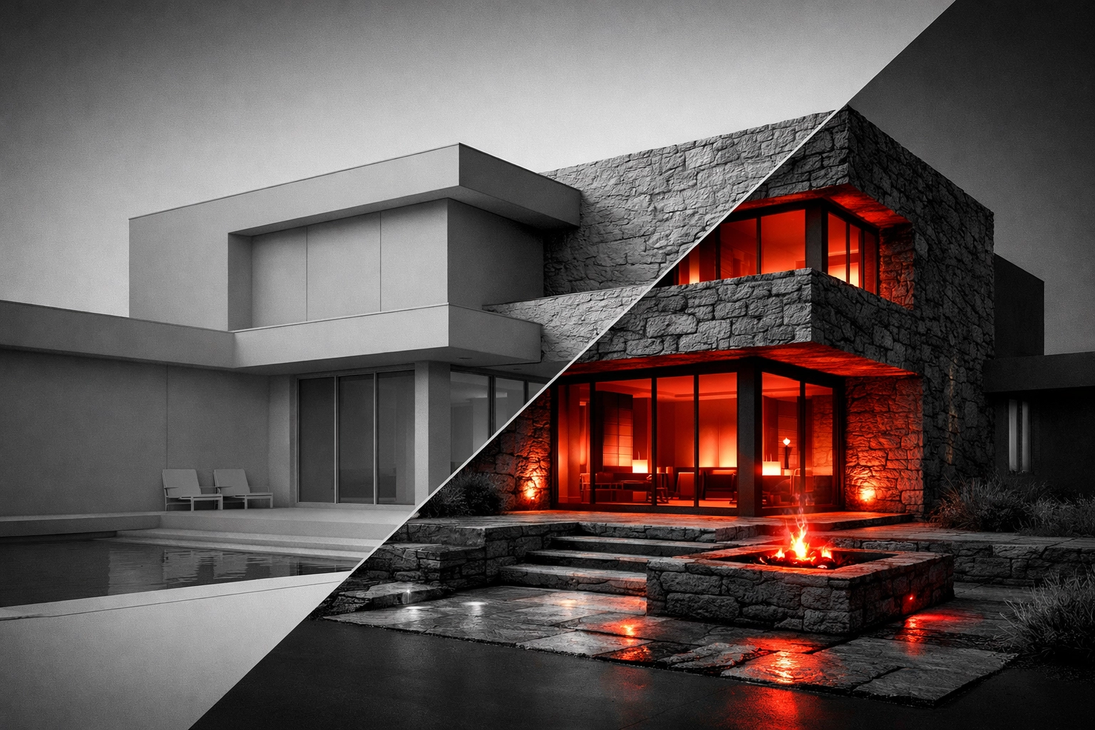 Modern Chattanooga home exterior showing transition to warm earth tone siding textures.