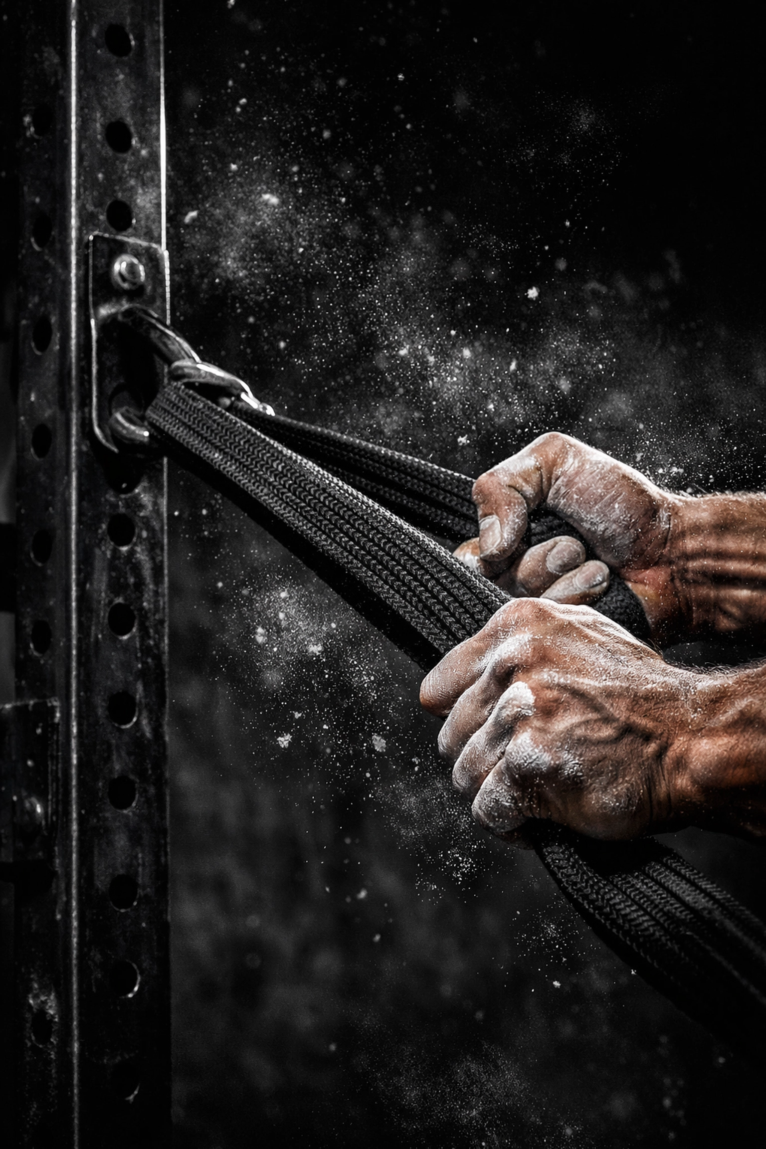 Close-up of heavy-duty resistance training gear for a versatile home gym rail system.