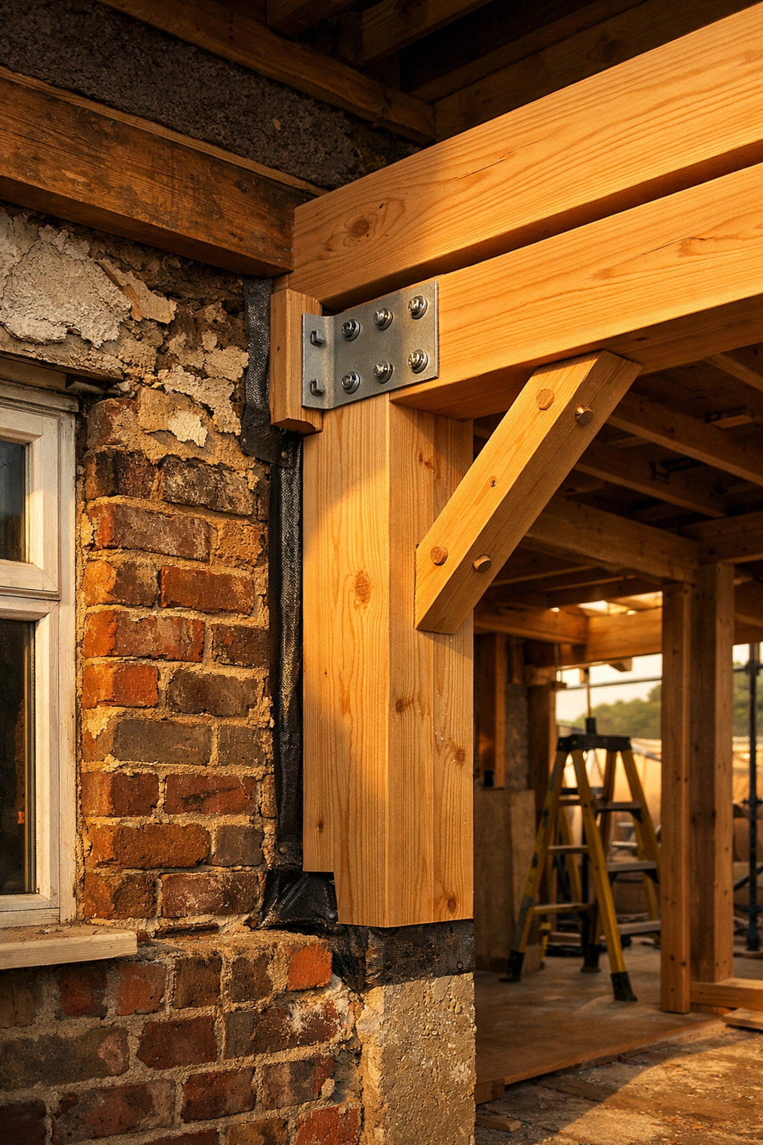 Professional structural timber frame installation for a bungalow second-storey extension in West Sussex.