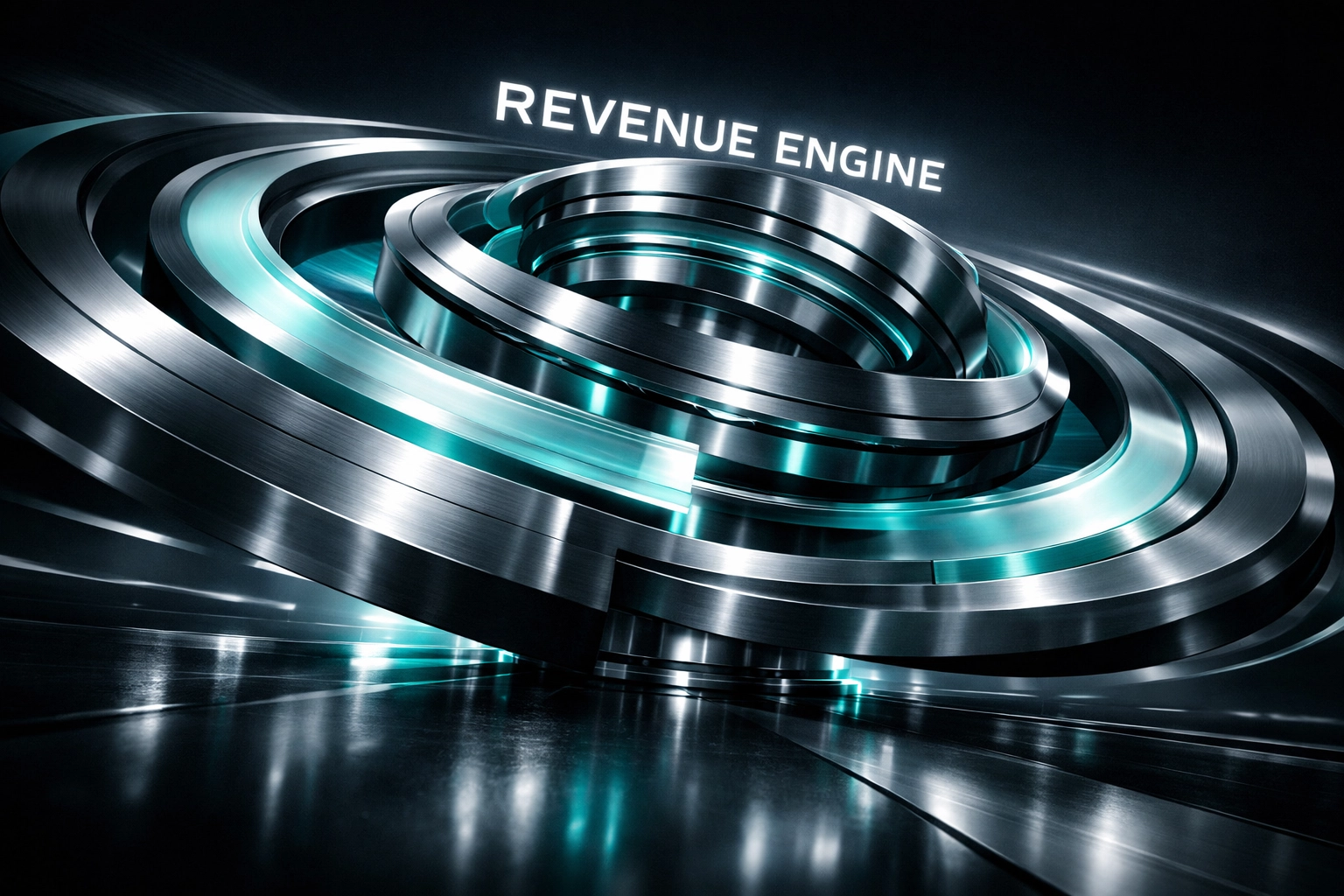 Sleek rotating rings representing the Revenue Precision Engine for high-speed B2B sales automation.