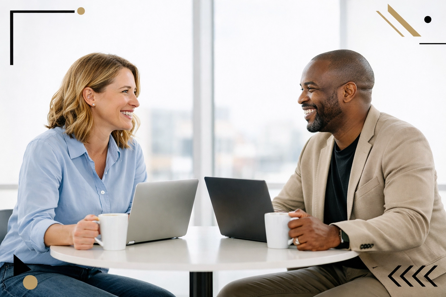 Manager conducting weekly performance check-in with employee at office