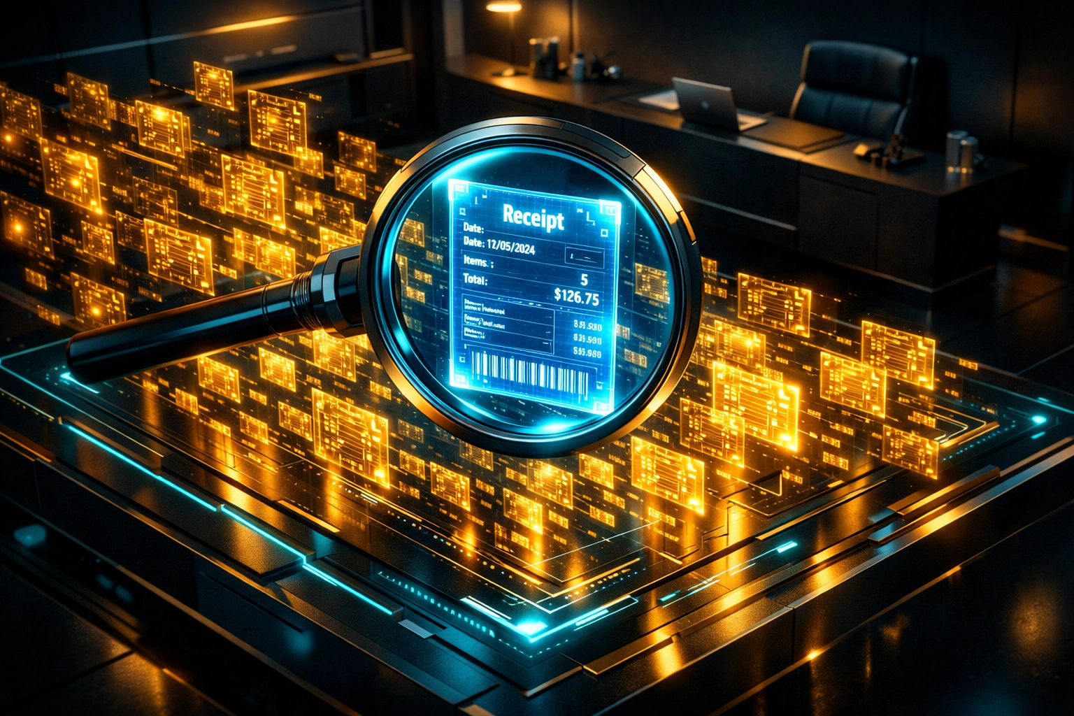 Larecoin.ai dashboard illustrating AI search functionality for filtering and finding NFT transaction receipts.