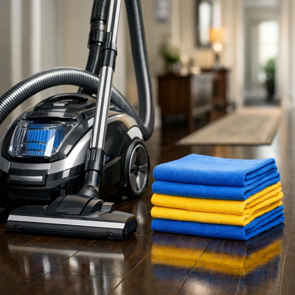 High-quality vacuum and supplies from professional cleaning services near me in a Massachusetts home.