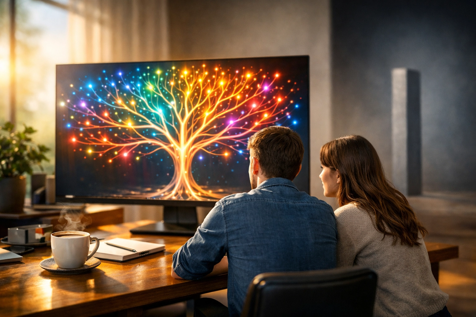 A couple in a home office comparing life insurance options from multiple providers to find the best deal.